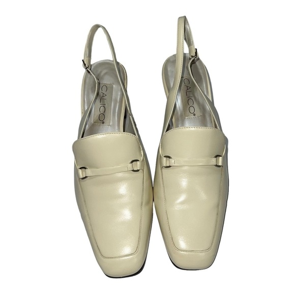 Calico Vintage (EUC) Cream Leather Slingback Sandals Size 9 - Picture 6 of 10